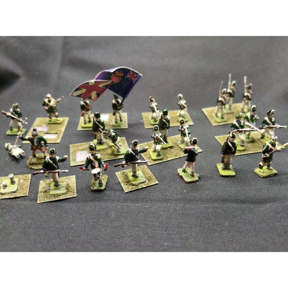 (25) Painted American Revolution Queens Rangers 1/72 Miniatures